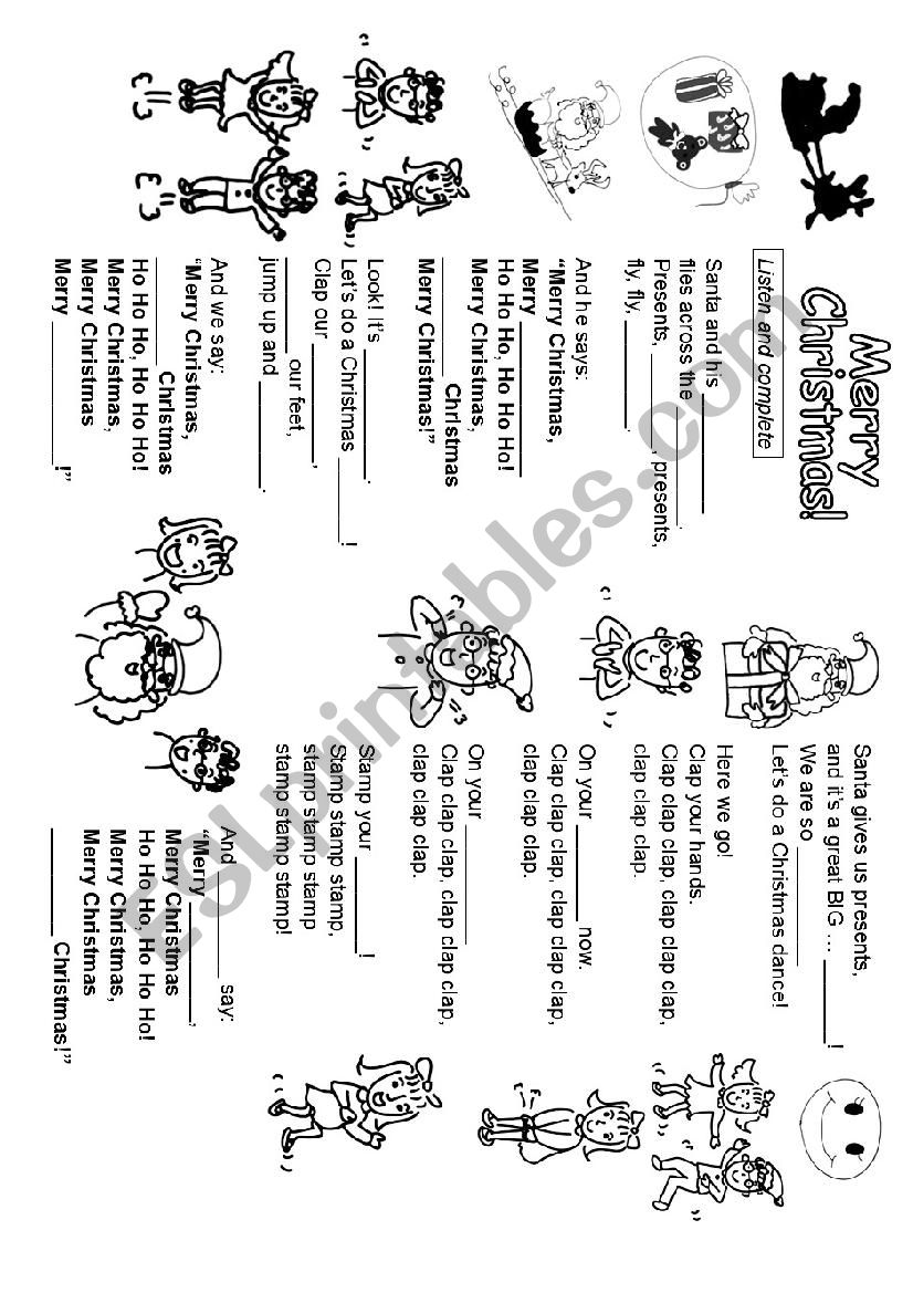 Merry Christmas song worksheet