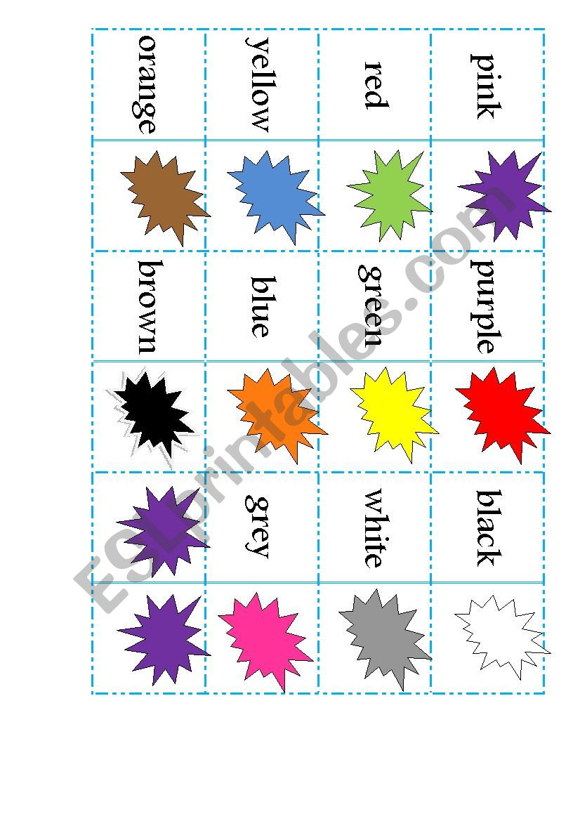 colours set of dominoes worksheet