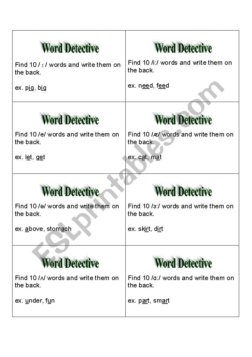 IPA Task Cards worksheet