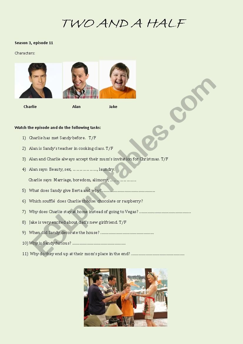 Two and a half, TV series worksheet Christmas