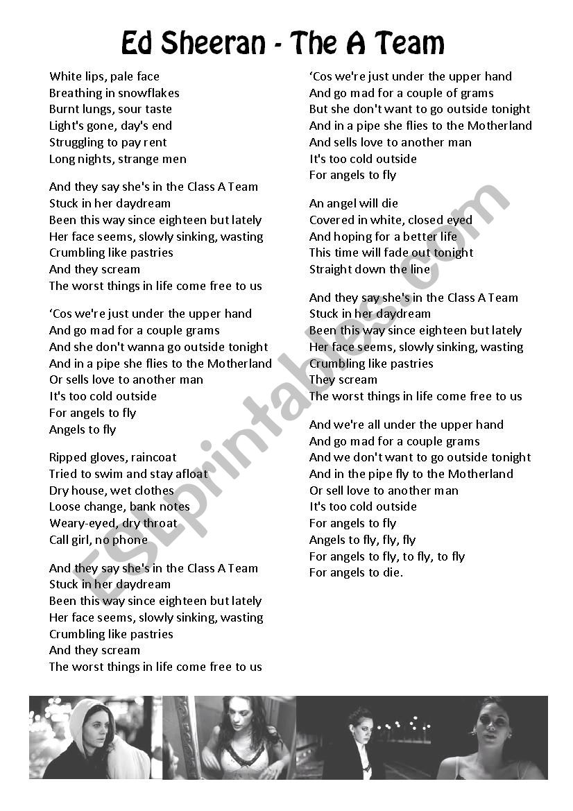 The A Team Song Ed Sheeran Esl Worksheet By Pedroserrano