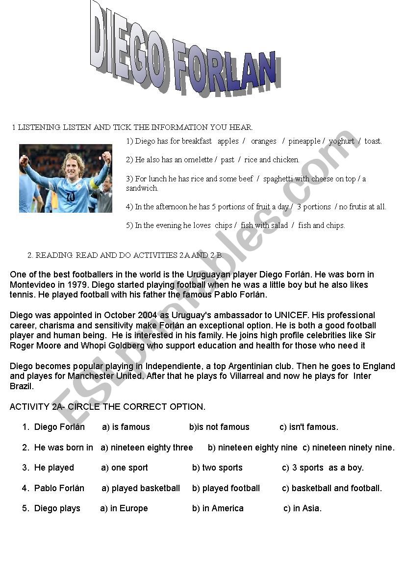 DIEGO FORLAN worksheet