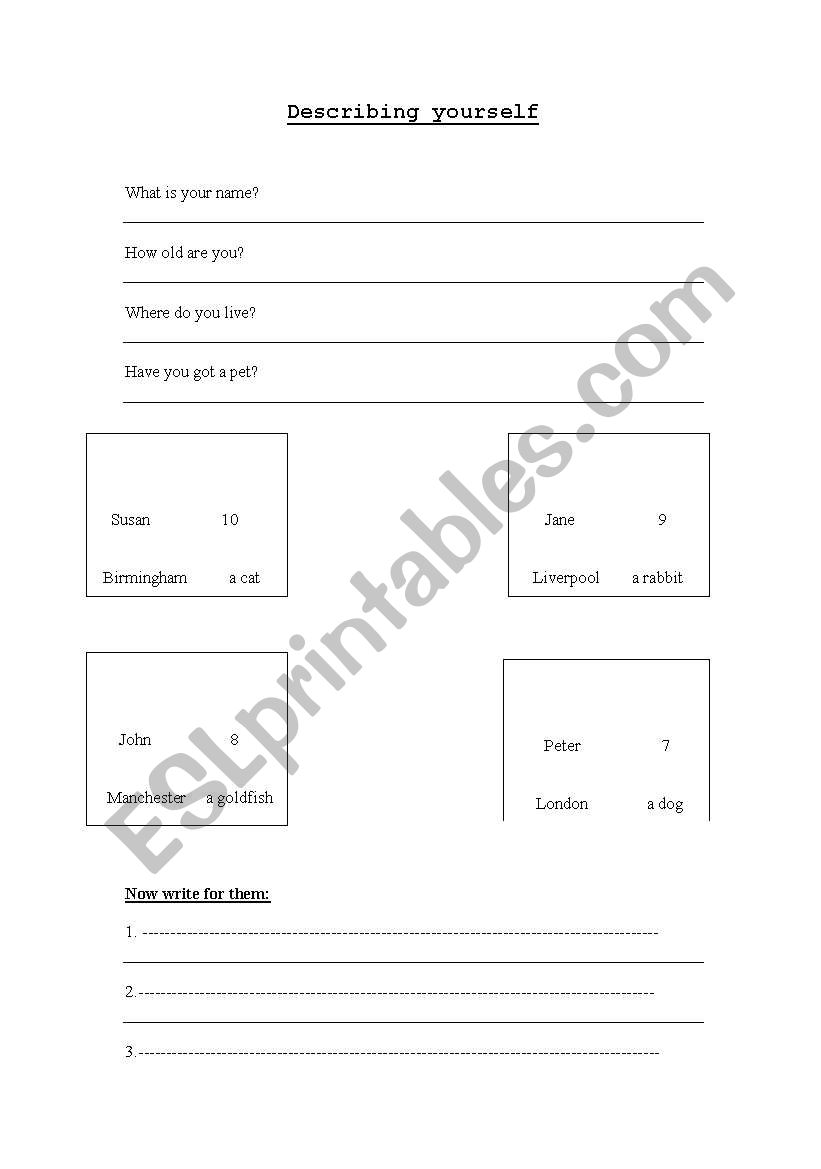 Describing people worksheet