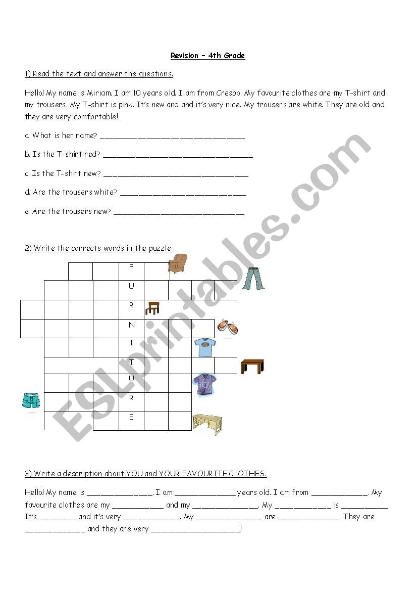 Winners Unit 4 - Revision  worksheet