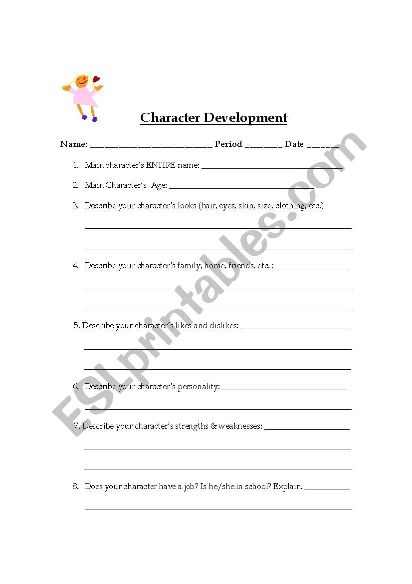 Character development worksheet