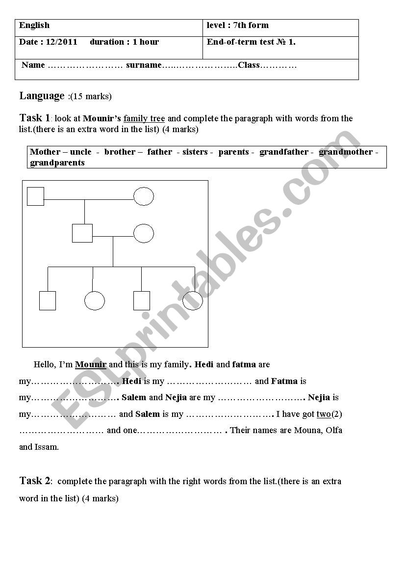 end-of-term test n 1 worksheet