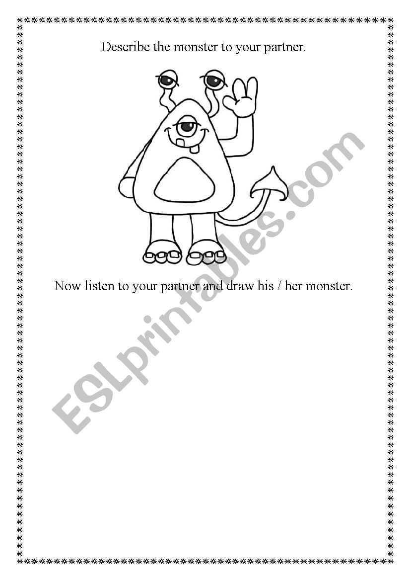 Describe your monster worksheet