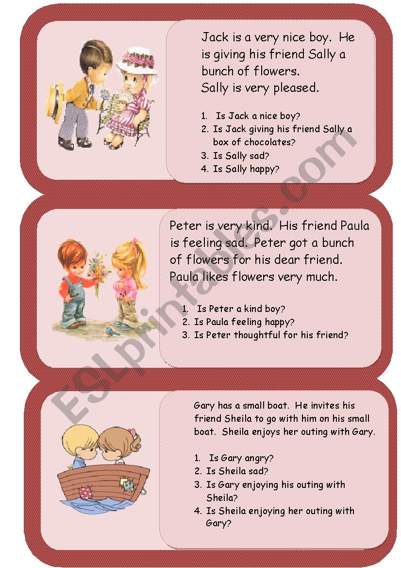 mini comprehensions worksheet