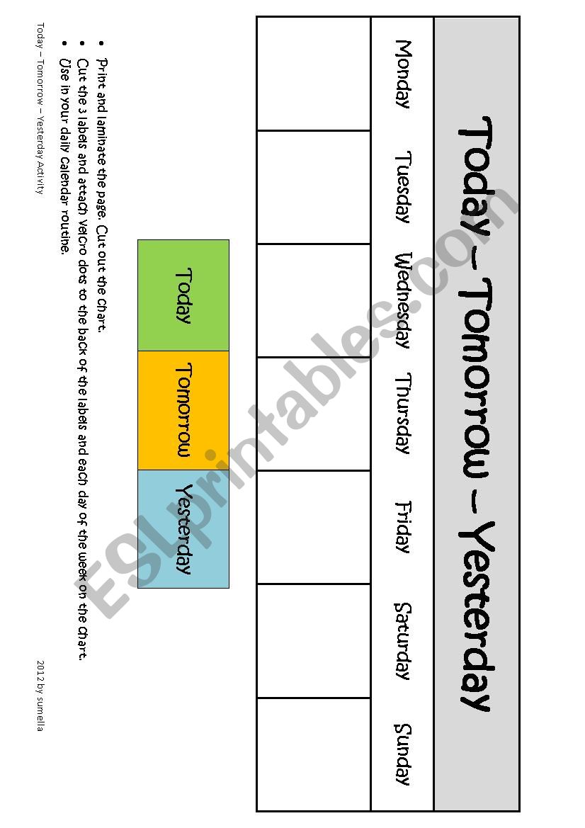 Today - Tomorrow - Yesterday Calendar Activity