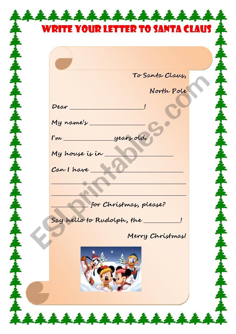 A letter to Santa worksheet