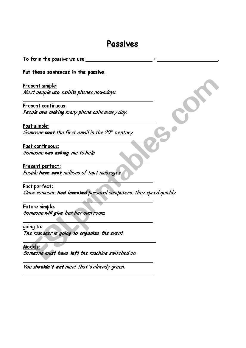 Passive Voice worksheet