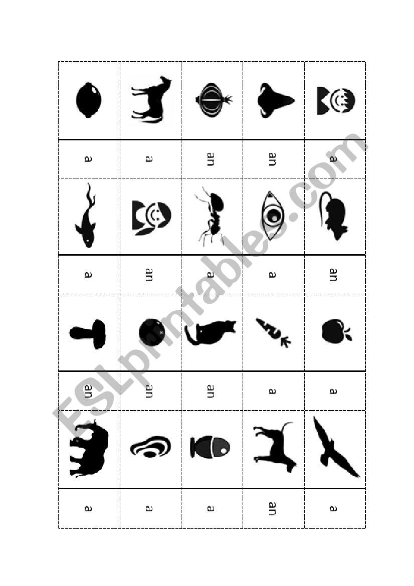 Indefinite Articles Domino worksheet