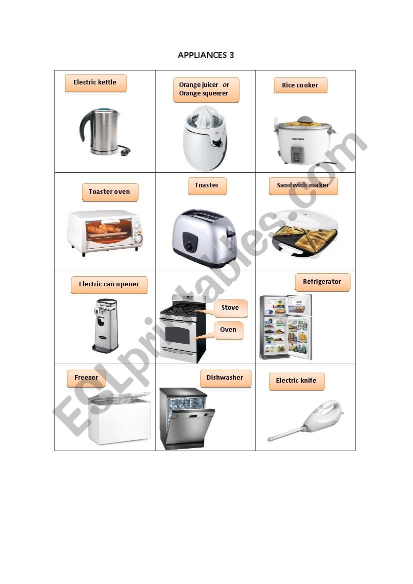 APPLIANCES 3 worksheet