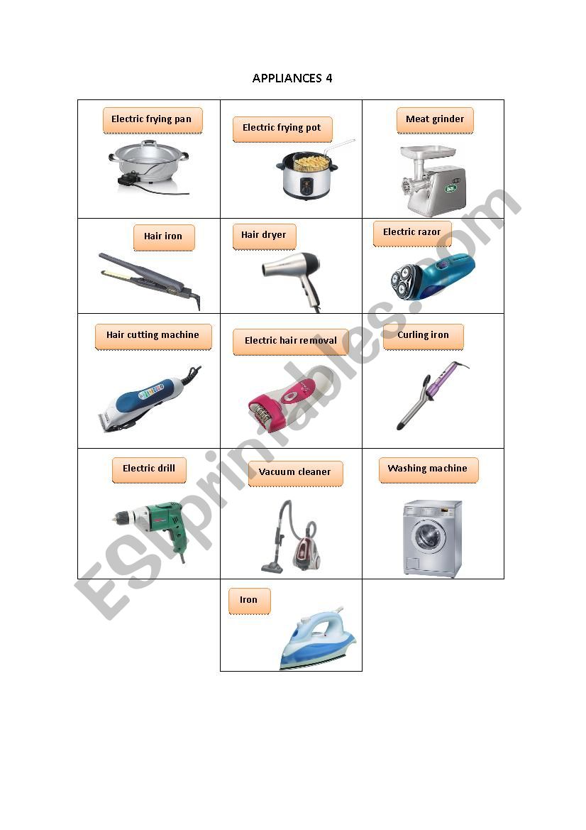 APPLIANCES 4 worksheet