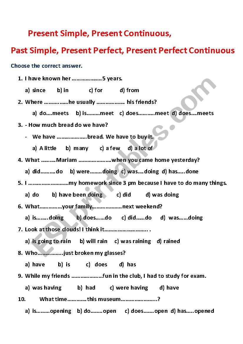 Grammar Revision-mix of tenses