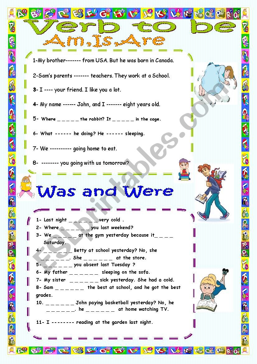 verb to be worksheet