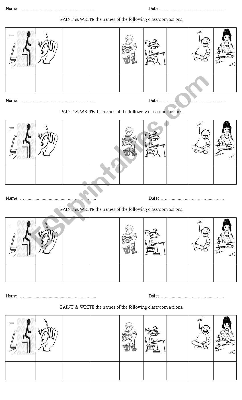 Classroom commands worksheet