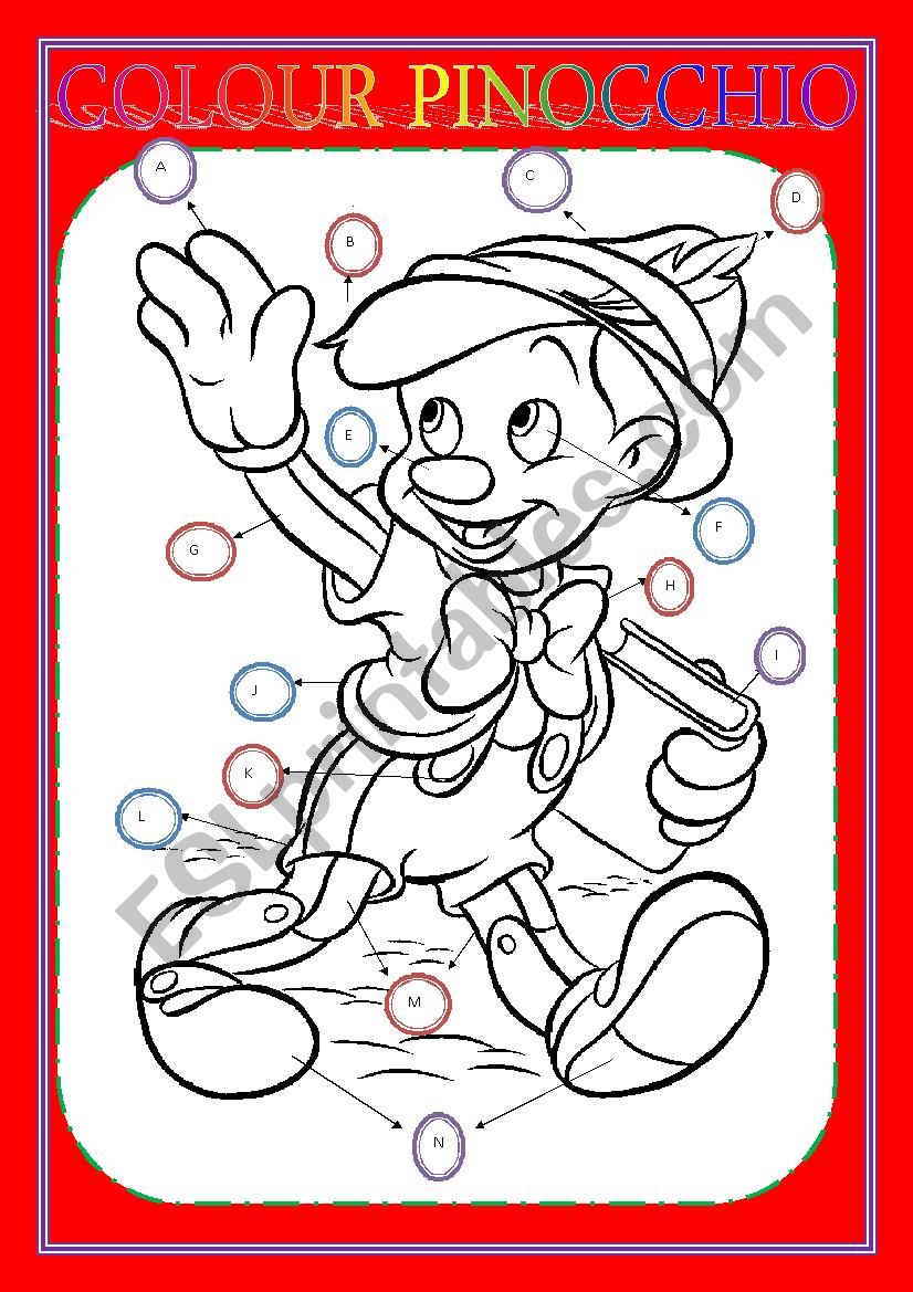 COLOUR PINOCCHIO worksheet