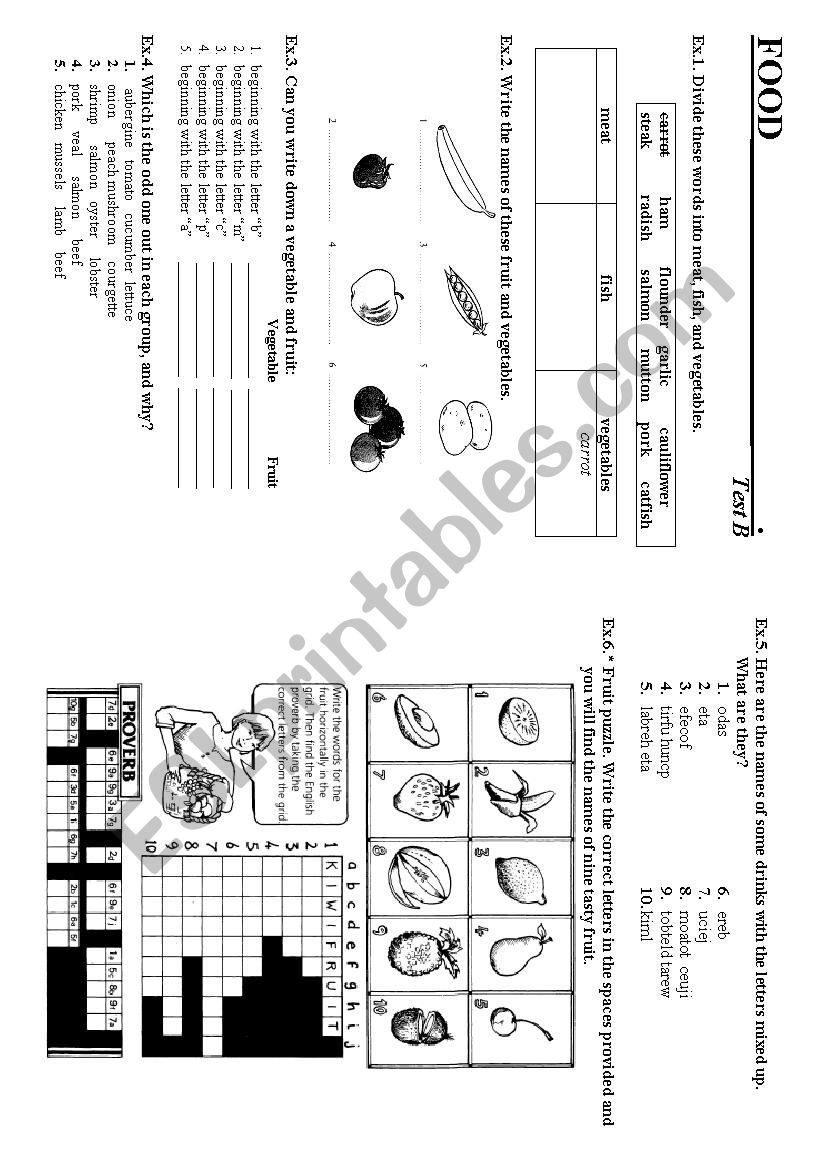 Food (part 2) worksheet