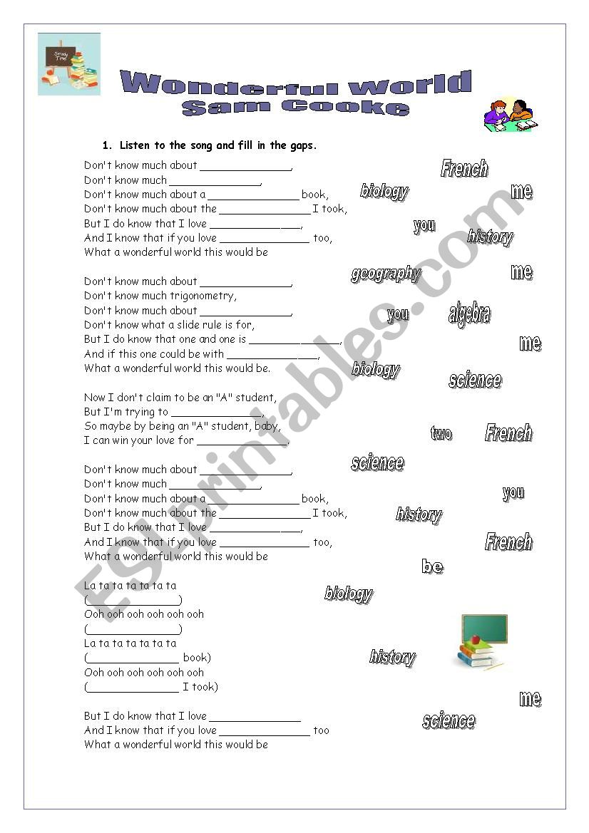 Wonderful World - Sam Cooke worksheet