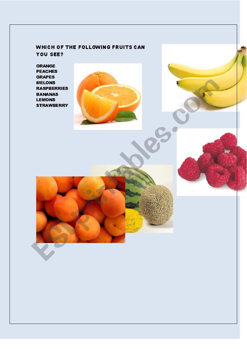 fruits worksheet