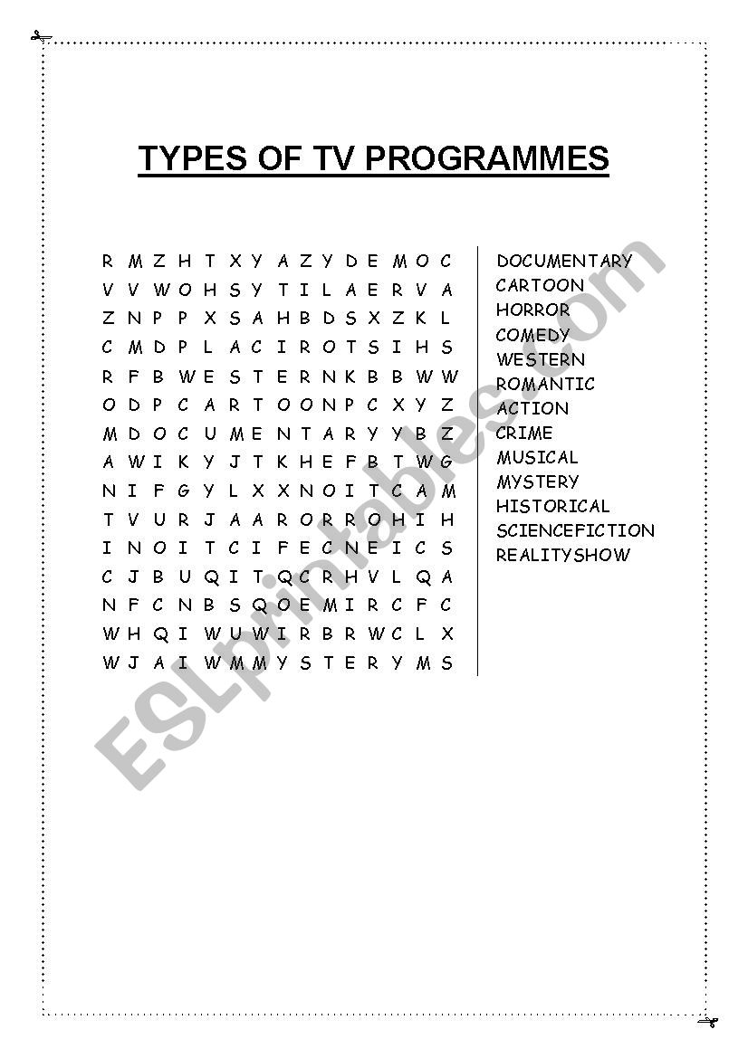 Types of movies worksheet