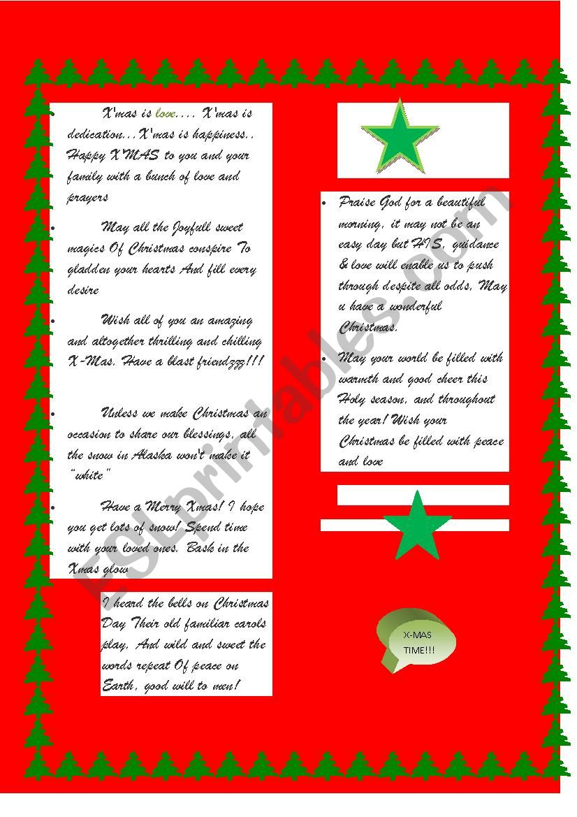 X-MAS WISHES worksheet