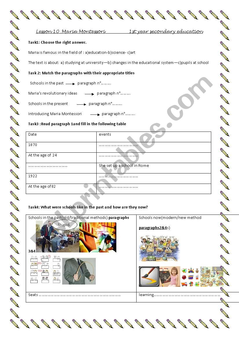 lesson 10:Maria Montessori(2 pages)