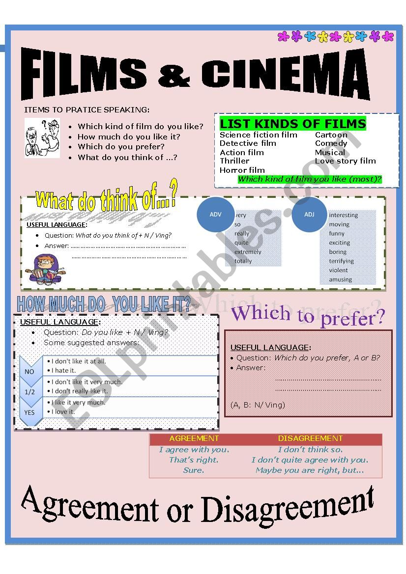 Taste of films worksheet