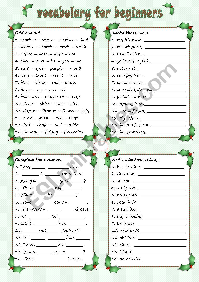 vocabulary exercises worksheet