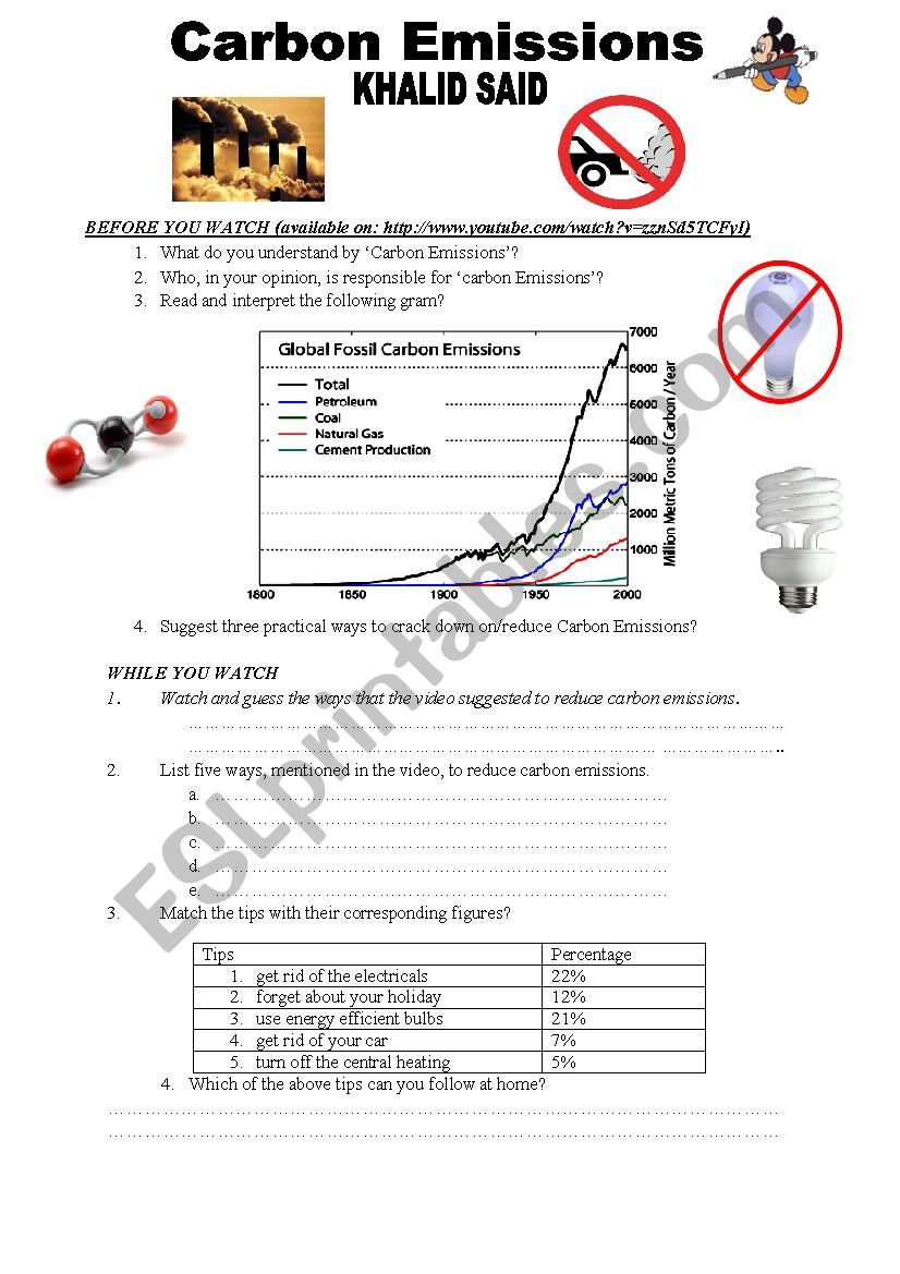 Pollution: Carboom Emission worksheet