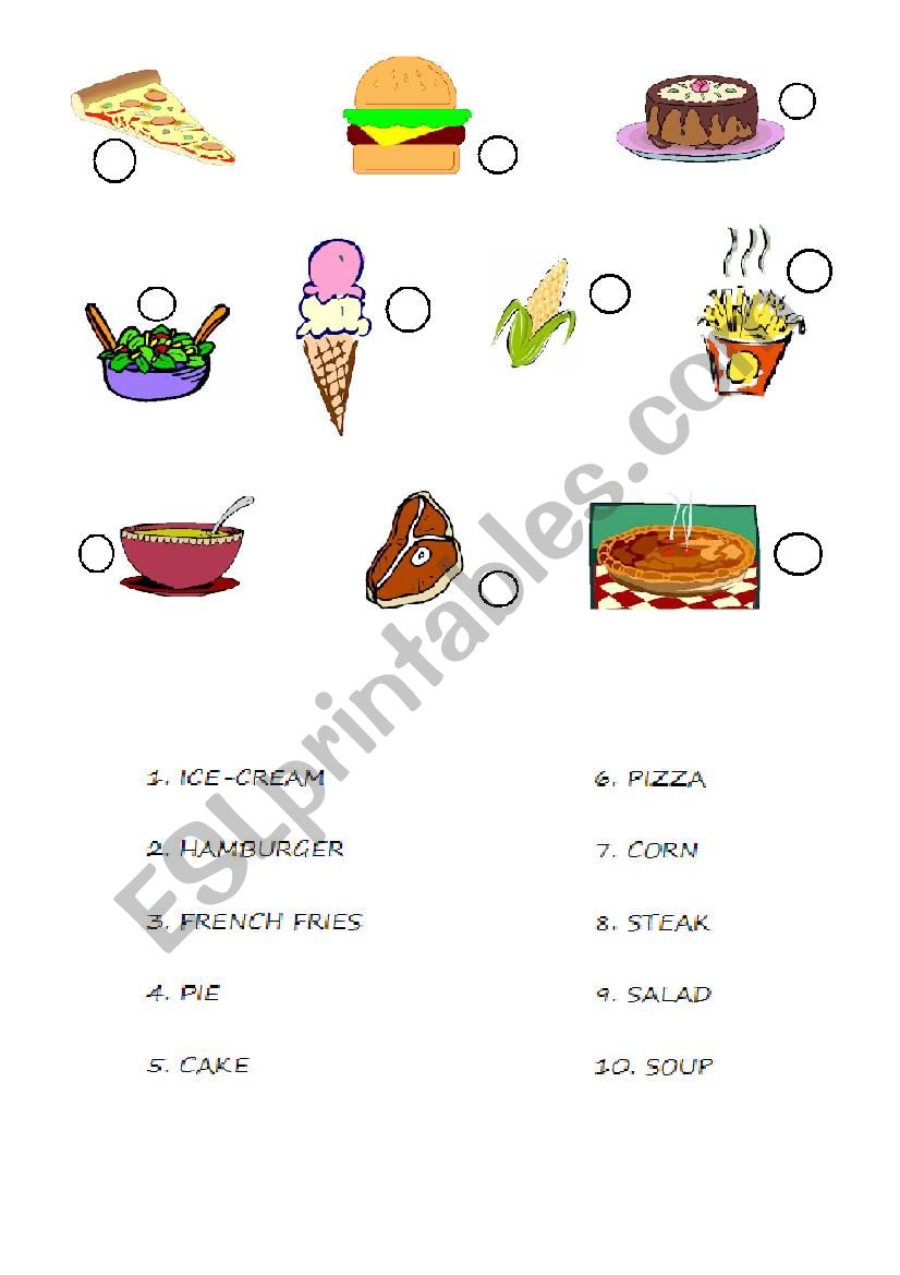 Food worksheet