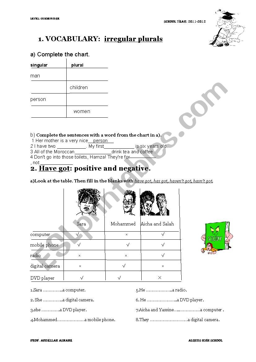 have got has got/ irregular plurals