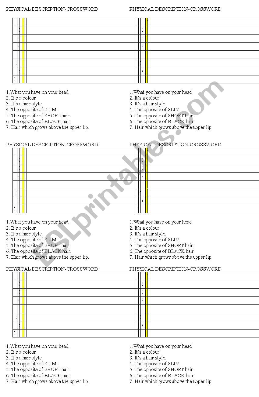 PHYSICAL DESCRIPTION worksheet