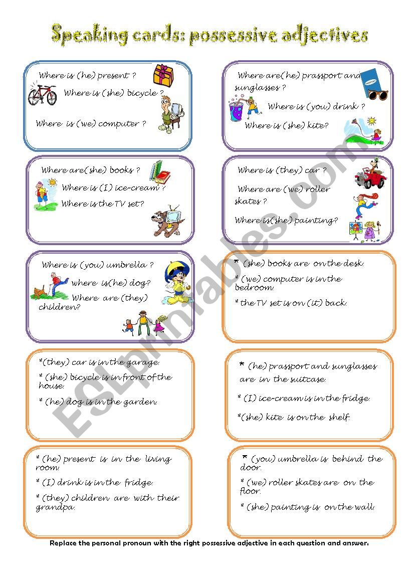 possessive adjectives (speaking cards)