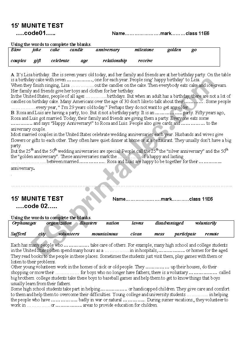 complete a passage worksheet