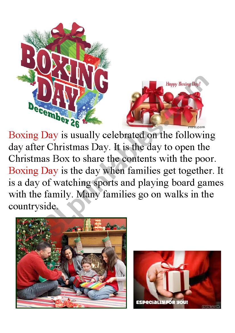 Boxing Day worksheet