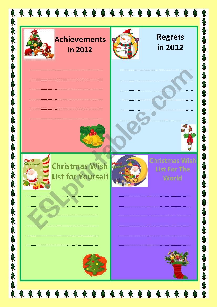 Christmas Wish List worksheet