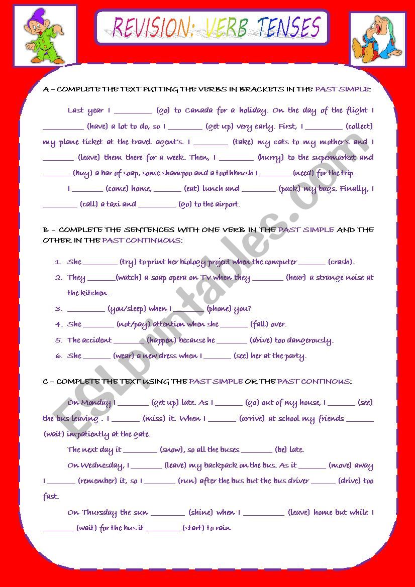 REVISION: VERB TENSES - PAST SIMPLE vs CONTINUOUS