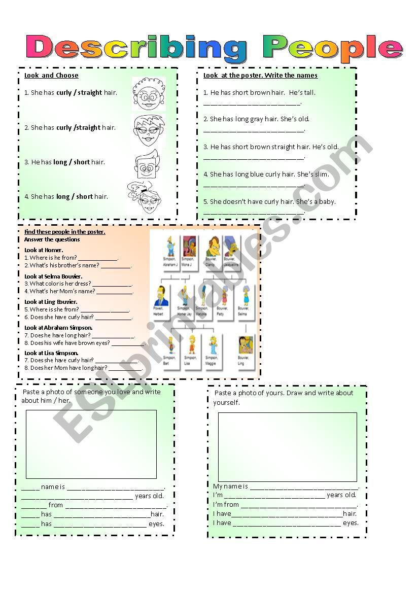 DESCRIBING PEOPLE worksheet