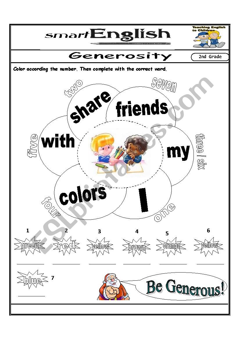 Generosity value worksheet
