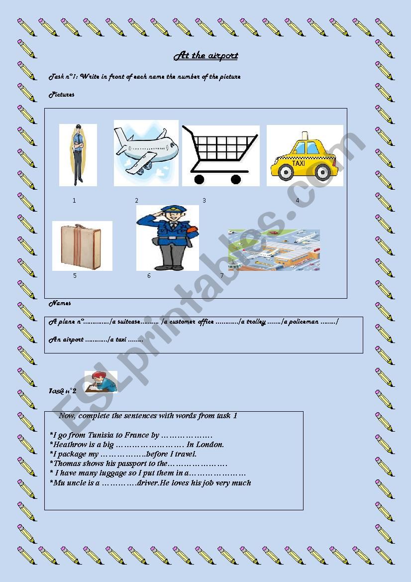 At the airport worksheet