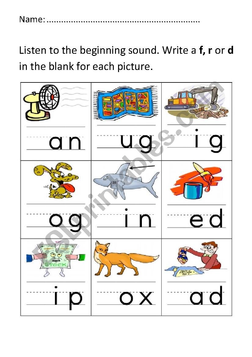 The beginning sound worksheet