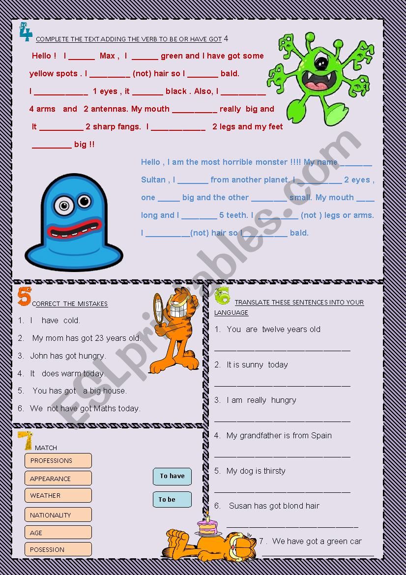 verb be vs have part 2 worksheet