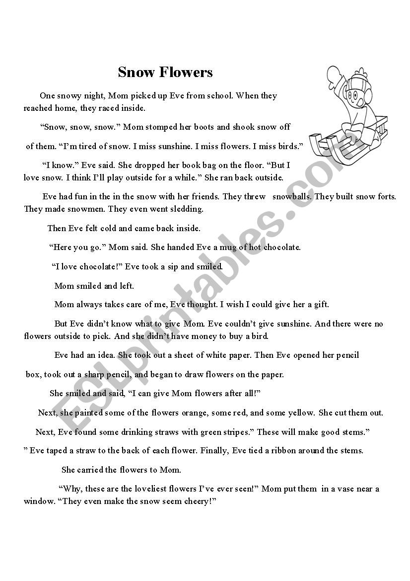 Snoe Flowers worksheet