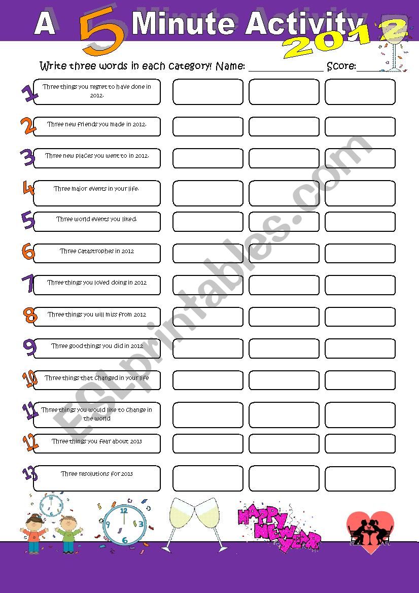 A 5-minute-activity 2012/13 worksheet