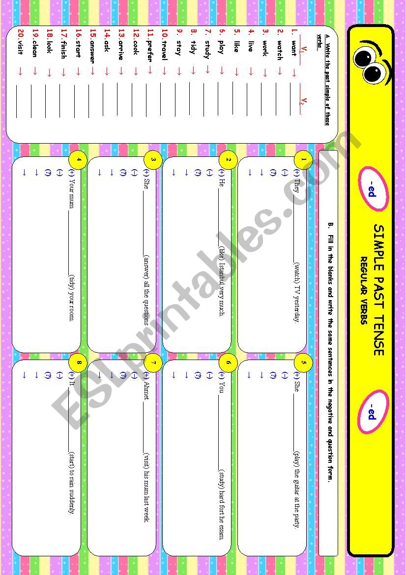 SIMPLE PAST TENSE - 3/4   (IRREGULAR VERBS) 