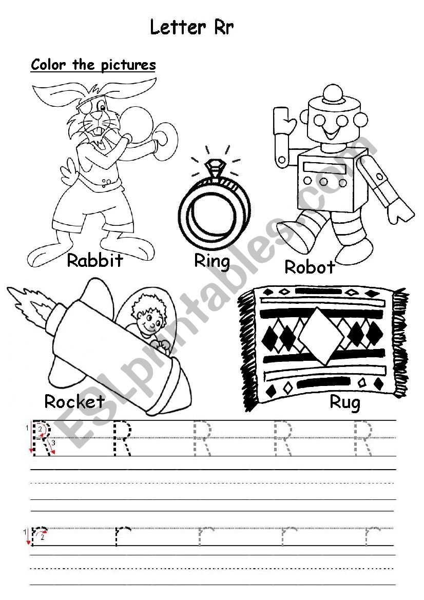 Letter R r worksheet