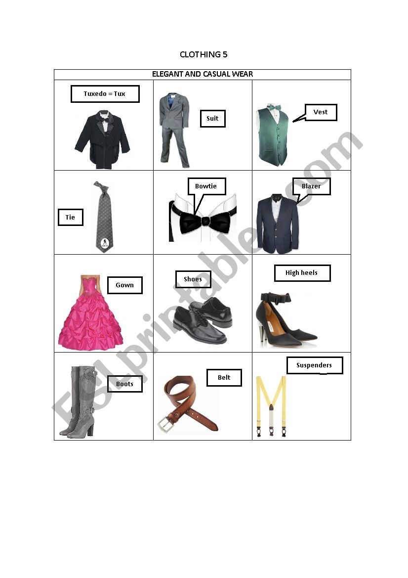 CLOTHING 5 worksheet