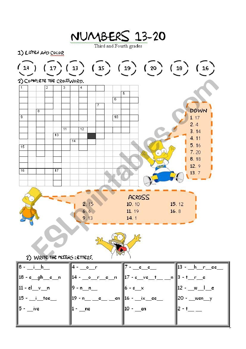 Numbers worksheet